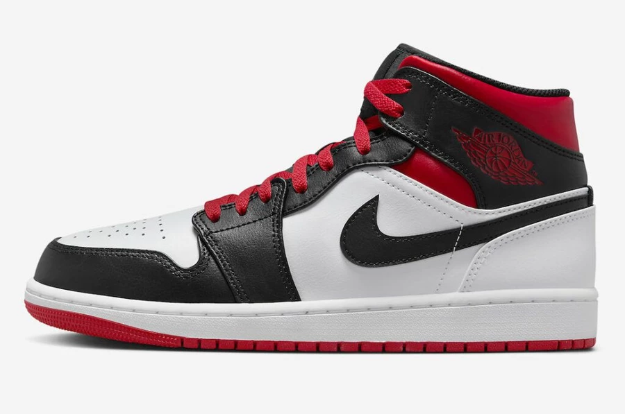 Nike Air Jordan 1 Mid ブラック/レッド/ホワイト jordan-1-mid-white-black-toe-