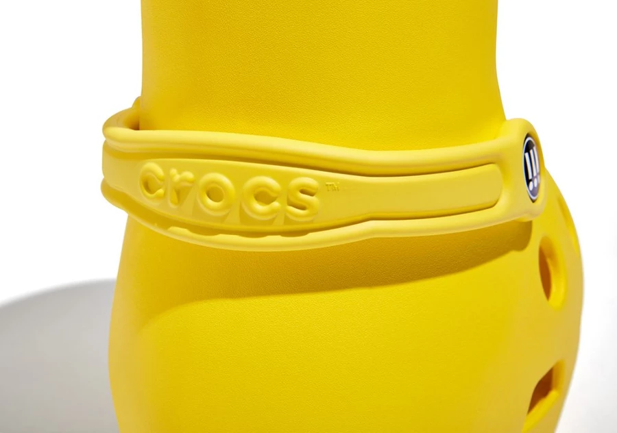 MSCHF Crocs Yellow Big Boot Close Up