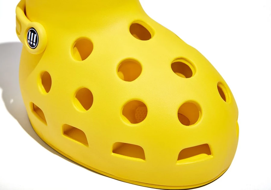 MSCHF Crocs Yellow Big Boot Close Up
