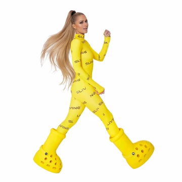 Paris Hilton MSCHF Crocs Yellow Big Boot