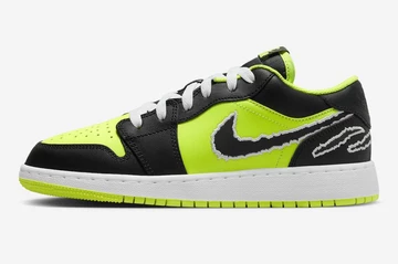 Jordan 1 Low GS Black Cat Volt Außenseite