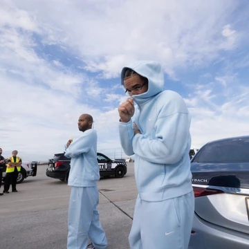 Drake NOCTA Nike Tech Fleece behind the Virgil Abloh Maybach Mercedes