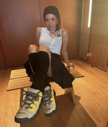 AMBUSH Nike Air More Uptempo Limestone On Feet Yoon Ahn Detail