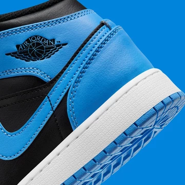 Jordan 1 Mid University Blue Black Ferse