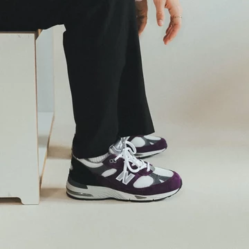 New Balance 991v1 Bright Renaissance Purple On Feet