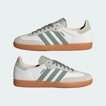 adidas Samba White Silver Green Außenseiten