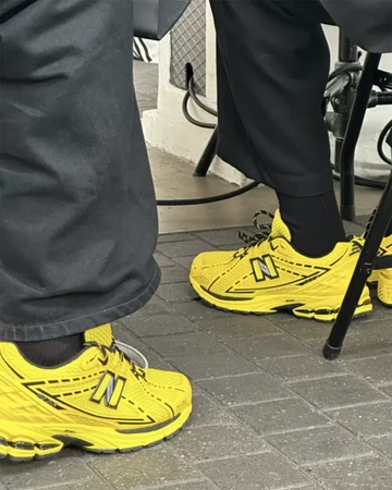 GANNI New Balance 1906R Blaze Yellow On Feet
