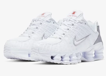 Nike Shox TL White Metallic Silver schräg