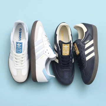 adidas Samba Navy Blue beide colourways auf blauem hintergrund
