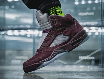 Jordan 5 Burgundy On Feet Motion