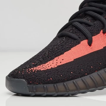 adidas Yeezy Boost 350v2 Core Black Red Detail Toebox