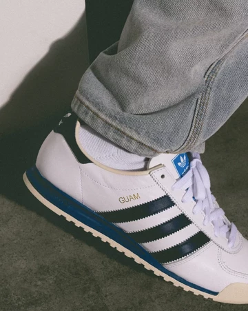 adidas Guam White Blue On Feet Detail