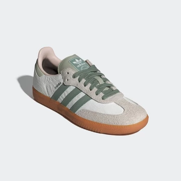 adidas Samba White Silver Green seitlich von Vorne
