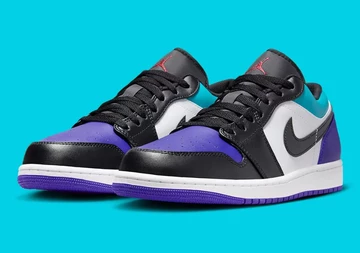 Jordan 1 Low Black Purple Teal schräg