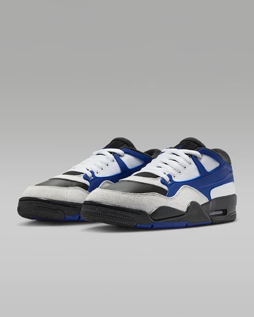 Jordan 4 RM White Deep Royal Blue schräg