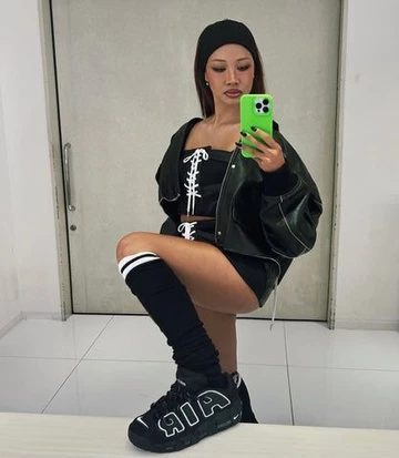 AMBUSH Nike Air More Uptempo Black White - on feet (3)