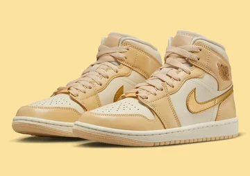 Jordan 1 Mid Vanilla Gold schräg