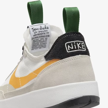 Tom Sachs NikeCraft GPS White Green Gold Detail Ferse und Zunge