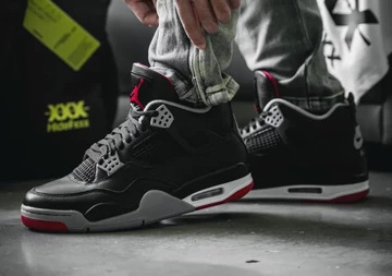 Jordan 4 Bred Reimagined on feet