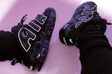 AMBUSH Nike Air More Uptempo Black White - on feet (2)