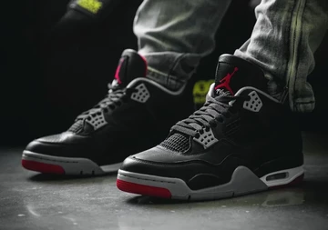 Jordan 4 Bred Reimagined on feet