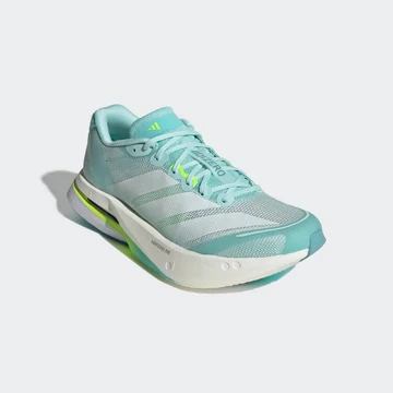 adidas Adizero Boston 13 Semi Flash Aqua schräg seitlich