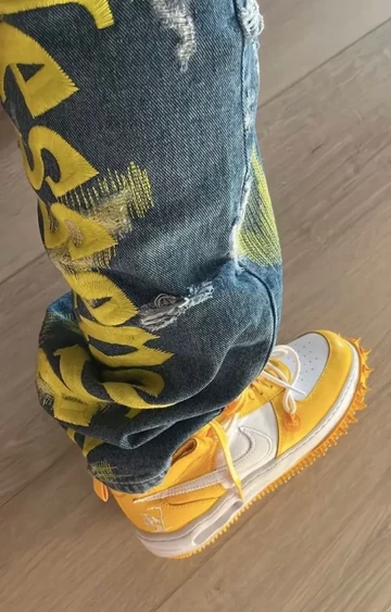 Off-White Nike Air Force 1 Mid Varsity Maize On Feet