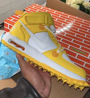 Off-White Nike Air Force 1 Mid Varsity Maize in Hand
