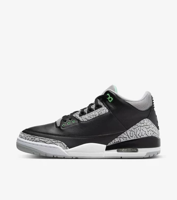Der Jordan 3 Retro Green Glow von außen