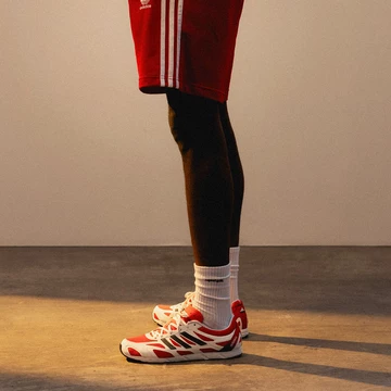 adidas Adizero PR Footwear White Pure Ruby am Fuß