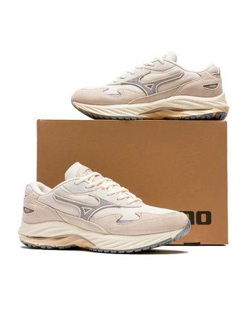 Der Mizuno Wave Rider Beta White Sand auf der Box
