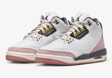 Der Jordan 3 GS Vintage Floral von schräg außen