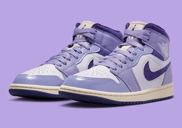 Jordan 1 Mid Purple Patent Leather schräg