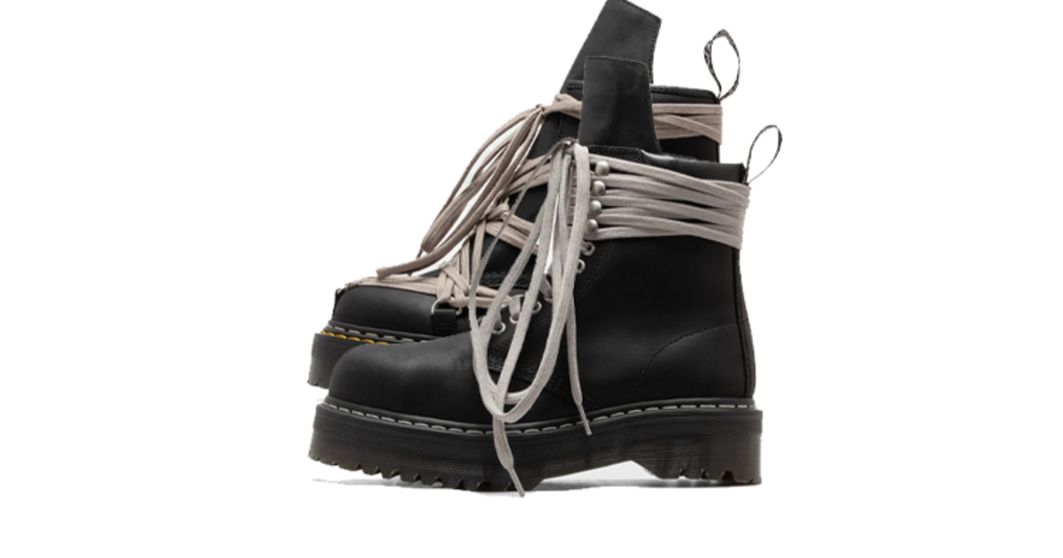 Rick Owens × Dr.Martens Quad Sole Steel RICK OWENS + Dr Martens Quad Sole Steel Toe Leather Lace-Up