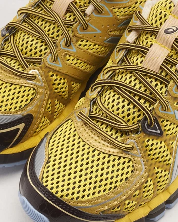 Kiko Kostadinov x ASICS UB9-S Gel-Kayano 20 Vibrant Yellow Upper Details