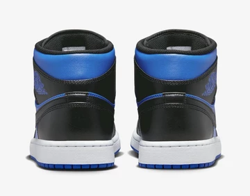 Jordan 1 Mid Black Royal Blue von Hinten