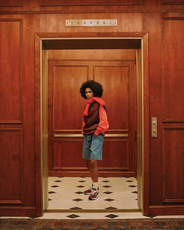 New Balance 990v6 Burgundy Tan Lookbook Model