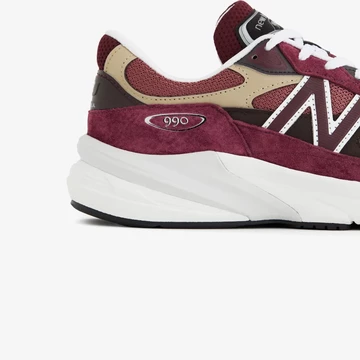New Balance 990v6 Burgundy Tan Detail Ferse