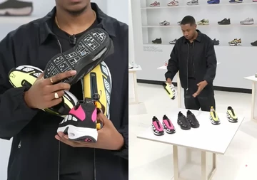 Nike Air Max Sunder OG eine Person zeigt alle neuen OG Colourways auf dem Sunder Max, sie sind auf einem Tisch ausgebreitet