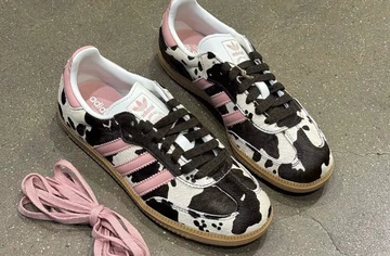 adidas Samba Cow Print Pink Wonder Mauve schräg