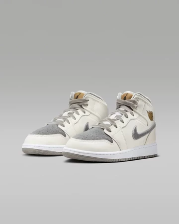 Jordan 1 Mid GS Grey Velvet Toe schräg