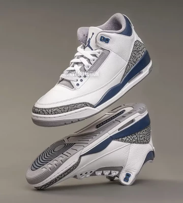 Jordan 3 White Midnight Navy beide Schuhe