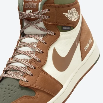 Jordan 1 High Gore-Tex Brown Olive Detail Zunge