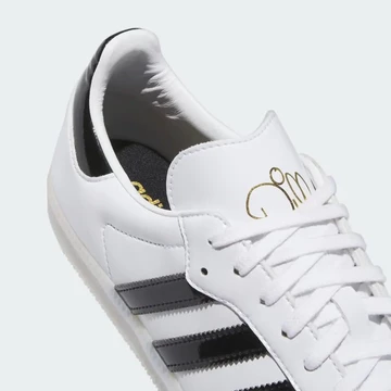 Jason Dill adidas Samba White Patent Detail Zunge