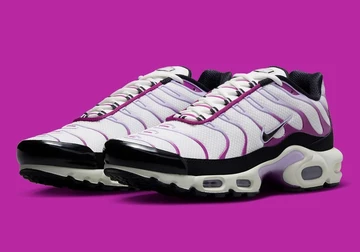 Air Max Plus Lilac Bloom Paar auf lila Untergrund
