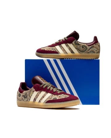 Liberty London x adidas Maroon Pack schräg