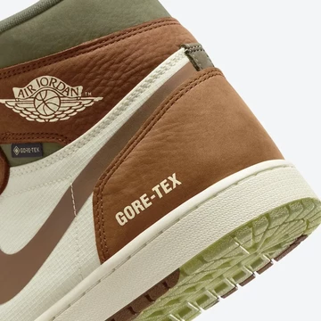 Jordan 1 High Gore-Tex Brown Olive Detail Ferse