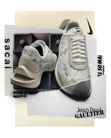 Jean Paul Gaultier Sacai Nike VaporWaffle Woven White Lookbook