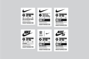 Verschiedene Nike Size Tags