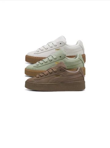 Das 3er Fenty Puma Creeper Phatty Earth Tone Pack auf weißem Hintergrund